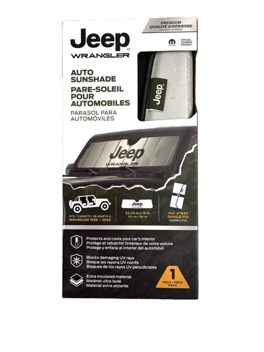 Genuine JEEP WRANGLER 1997-2022 Thick Quality Accordion Windshield Sunshade